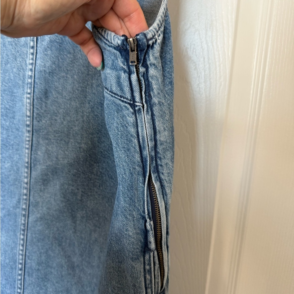 Madewell Shibori Denim Scoopneck Mini Dress EUC Large - Picture 10 of 16